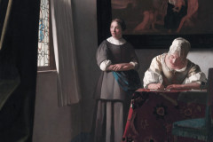 Johannes Vermeer, Woman Writing  a letter with her maid, 1670.